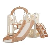 滑り台 すべり台 遊具 3-5歳 室内 ブランコ 折りたたみ可能 組立簡単 室内遊具 すべりだい スウィング キッズパーク バスケットゴール 家庭用 キッズ 男の子 女の子 (タイプH-ベージュ)