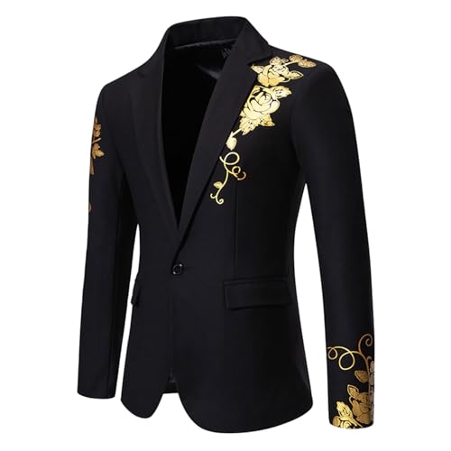 Men's Floral Jacquard Dress Suit Jacket One Button Slim Fit Printed Tuxedo Blazer Sport Coat for Wedding Banquet Prom2