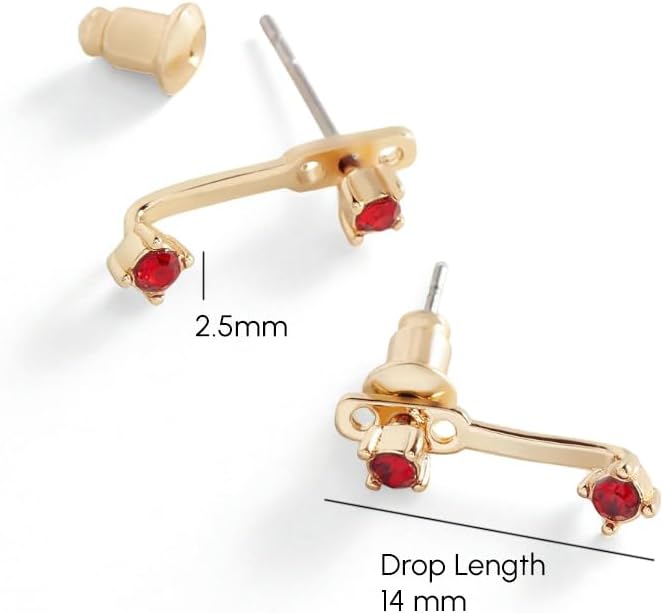Mint & Lily Birthstone Drop Ear Jacket Earrings for Women – 18K Gold Plated Over Stainless Steel, Elegant Gift for Women