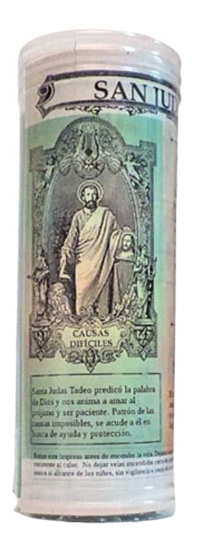 Velón San Judas Tadeo con Oración Ritualizado Petición para Causas Imposibles Difíciles Vela Verde
