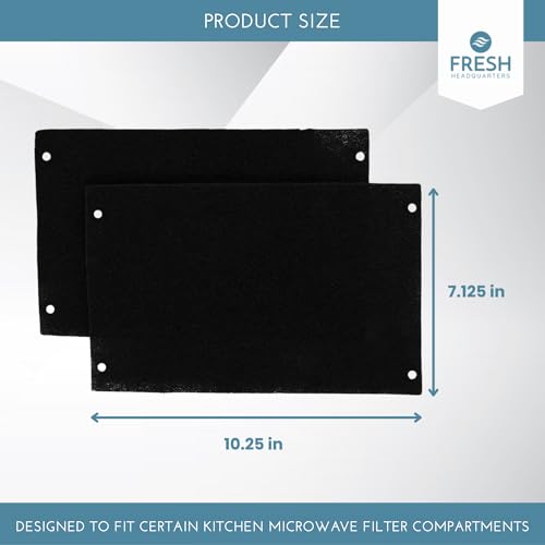 Fresh Headquarters 2-Pack Activated Carbon Charcoal Microwave Hood Filters - 10.25" x 7.125" Microwave Hood Filters - Compatible with Whirlpool WML55011HS & WML75011HZ Low‑Profile Models, Made in USA