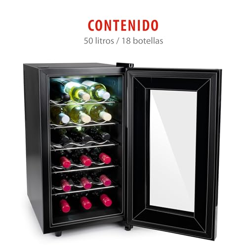 alpina Vinoteca - 230V - 18 Botellas/50L - Vinoteca - Temperatura regulable 11°C a 22°C - Puerta de Cristal e Iluminación Interior - Poco o Ningún Ruido - Negro - imagen 5