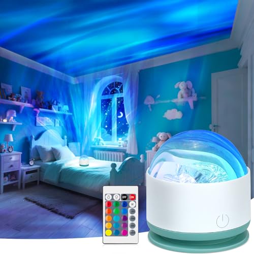 Image of Northern Lights Projector, Rechargeable 16 Color Aurora Night Light Projector Mood Lighting with Dimmable & Remote Control for Bedroom Kids Teen Girl Gift Room Decor