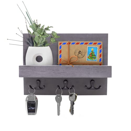 Nisnoo Key Rack and Key Hooks for Wall - Rustic Key Holder for Wall and Wood Mail Organizer with Key Hangers for Wall Decor - A Superb Bill and Mail Key Holder with Shelf and Key Organizer Wall Mount