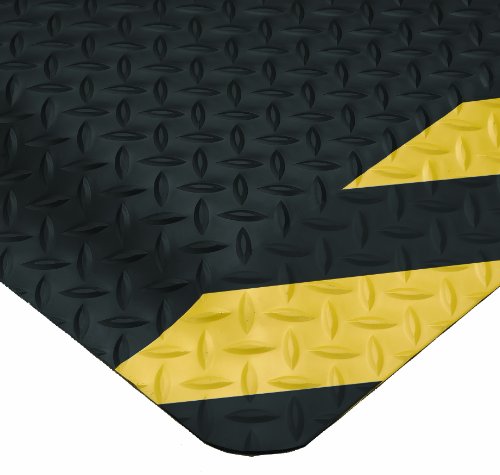 Wearwell 414.1516x2x75CHV Diamond-Plate SpongeCote UltraSoft Mat, 2' Width x 75' Length x 15/16"" Thickness, Black / Chevron