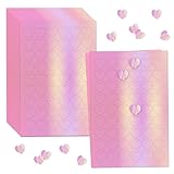 Mobiusea Creation Pink Heart Stickers | 0.6 inch | 1080pcs Holographic Heart Stickers | Heart Stickers Bulk | Heart Stickers for Kids Heart Shinny Stickers | Mini Heart Stickers Heart Sticker Sheets