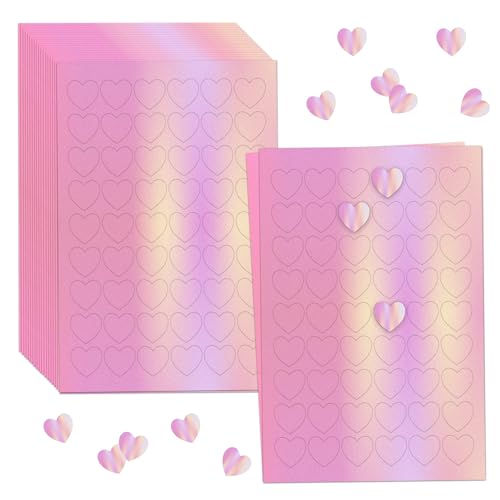 Mobiusea Creation Pink Heart Stickers | 0.6 inch | 1080pcs Holographic Heart Stickers | Heart Stickers Bulk | Heart Stickers for Kids Heart Shinny Stickers | Mini Heart Stickers Heart Sticker Sheets