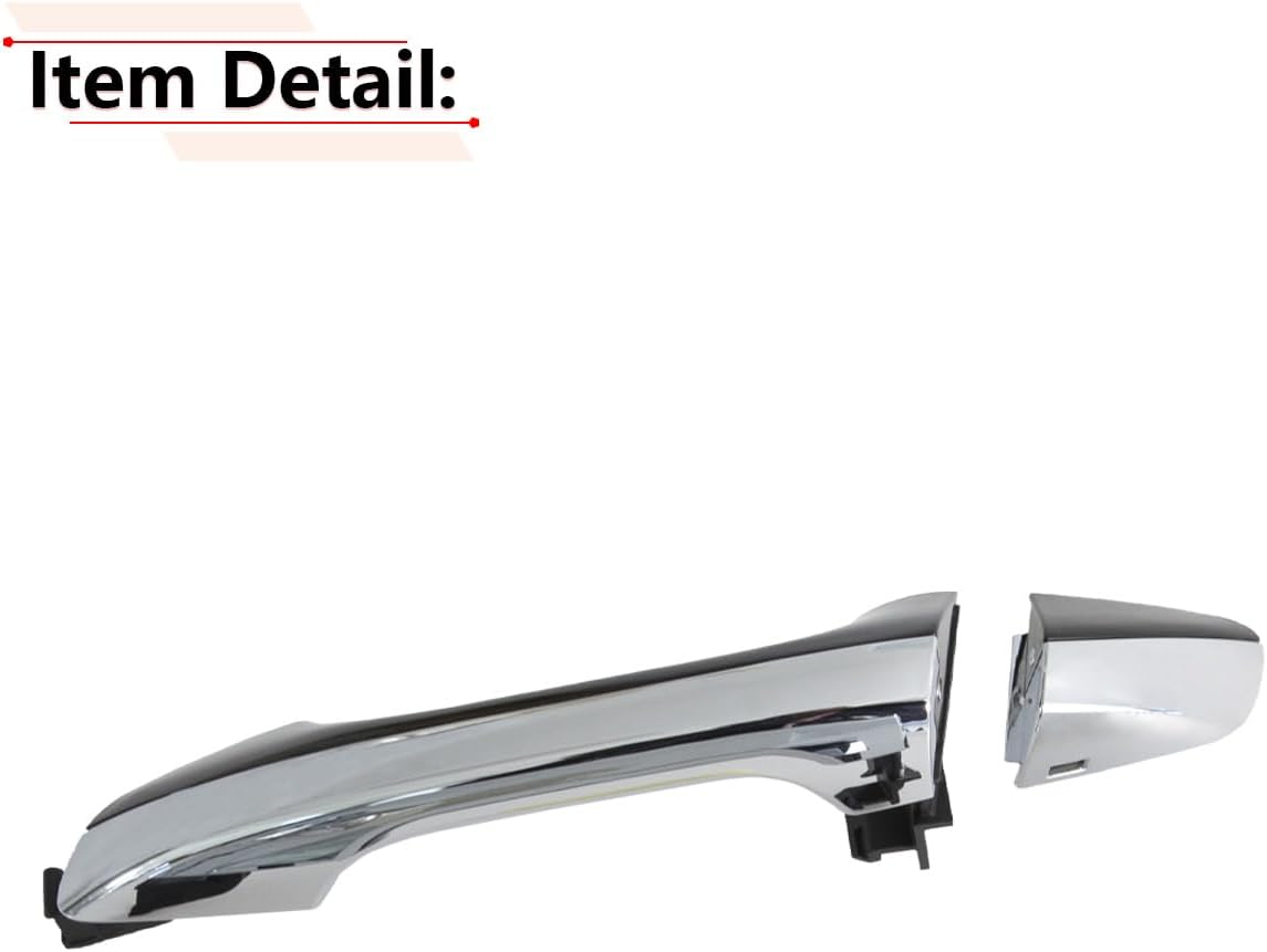 RLB-HILON Front Left Exterior Door Handle with Cap Compatible with Kia Optima 2016 2017 2018 2019 2020 Year, Chrome with Black Color