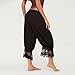 NUFIWI Women Ruffle Long Bloomer Y2k Lace Trim Pettipants Pantaloons Mid Rise Cropped Pajama Pants Under Dress Slips(Cute Black,M)