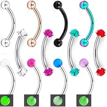 Jenxnjsjo 16g 8/10mm Eyebrow/Rook/Snug/Vertical-Labret/VCH/Snake-Eyes/Anti-Tragus/Cartilage/Daith/Belly-Button/Bridge/Hood/Surface Curved Barbell Piercing Jewelry for Women Men