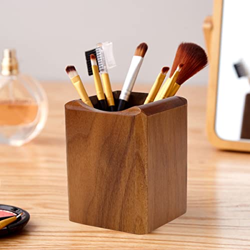 Wooden Pen Box Desktop Stationery Organizer Creative Simple Solid Natural Wood Pencil Holder For Office Supplies (Black Walnut) #TOP6