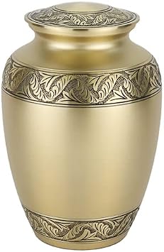 Classic Laurel Gold Cremation Urn for Ashes - Extra Large, Brass, Gold Companion Urn, Extra Large Adult Sized Cremation Urn, 11.625 Inches High