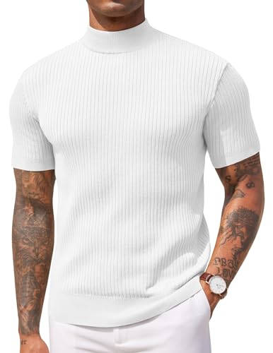 COOFANDY Men's Mock Turtleneck Knit Sweater Short...
