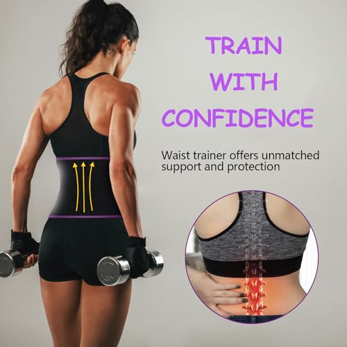 Morecoo Waist Trainer For Women,Waist Trimmer Belt Stomach Weight Loss Wraps Women Belly Fat Workout-3 Sizes Black thumb #4