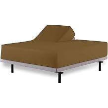 Top Split Queen Fitted Sheet Only for Adjustable beds, Split Down 32 inches from The Top, 600 Thread Count 100% Cotton Half Split Flex Head Fitted Sheet for Sleep Number Beds, Taupe