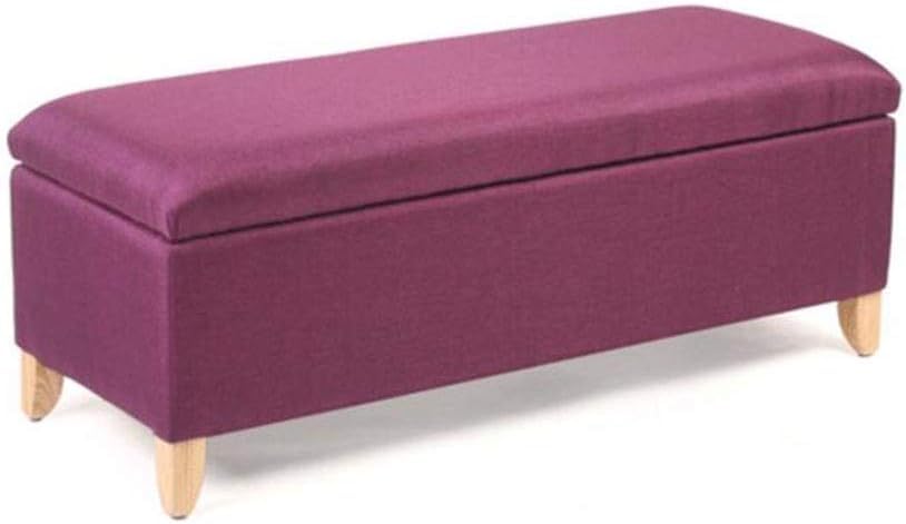 Coffre de rangement ottoman violet 60 cm et repose-pieds rembourré en bois massif