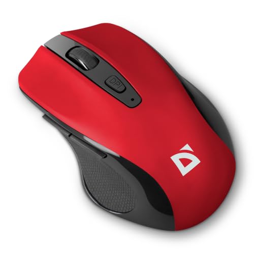 Defender Prime MB-053 – Kabellose Ergonomische Maus, Silent Click, 6 Tasten, 1600 DPI, PixArt Sensor, Büro Maus für PC Laptop (Rot)