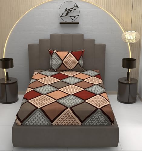 Image of Premium Heavy Cotton Flat Bedsheets with 1 King Size Pillow Covers | Single Bed 350 TC | 60 x 90 Inch Single Size Flat | :- Multi Box