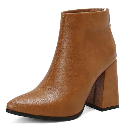 Bottines femme talon bloc Asterisco zippées bout pointu taille 35 36 37 38 39 40 41 42 43 44 45