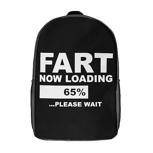 Fart Now Loading Please Wait Print 17 Inch Daypack Travel Laptop Backpack Unisex Large Capacity Shoulder Backpacks Funny Graphic