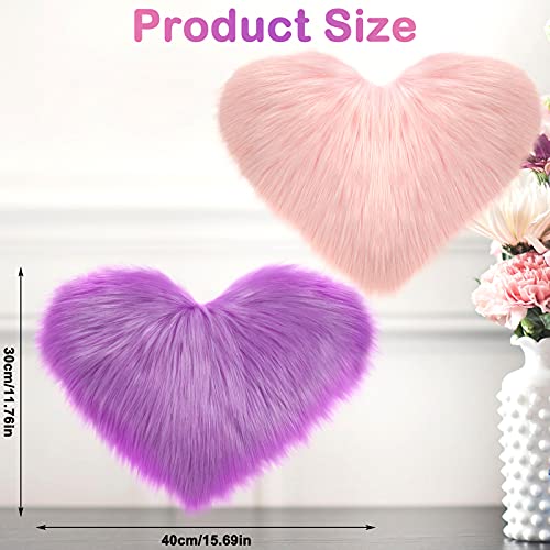 Tapis en forme de cœur pelucheux pour sol de chambre douillet - 4