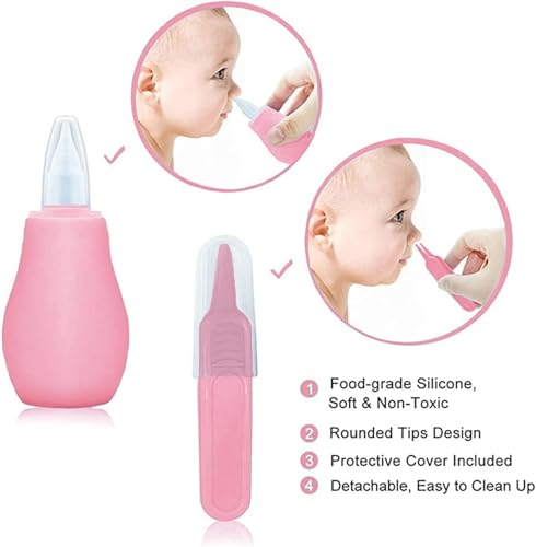 Image of Baby Grooming Kit, Infant Safety Care Set with Hair Brush Comb Nail Clipper Nasal Aspirator,Baby Essentials Kit for Newborn Girls Boys (Pink)