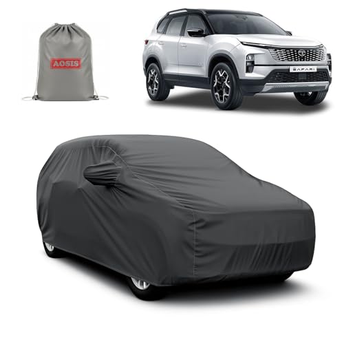 Image of AOSIS 'Waterproof' Car Cover Compatible with Tata Safari /Safari Storme /Dicor 300 GSM Uly Coated Thick Fabric 4X4, Adjustable Belt Buckle, Elastic Grip