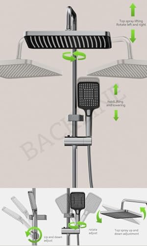 Image of Backline 4 In 1 Wall Mixer Shower Panel for Bathroom | Shower Mixer For Bathroom With Storage Space for Essentials | Hand shower | Overhead Shower | Jet Spray (Gun Grey)