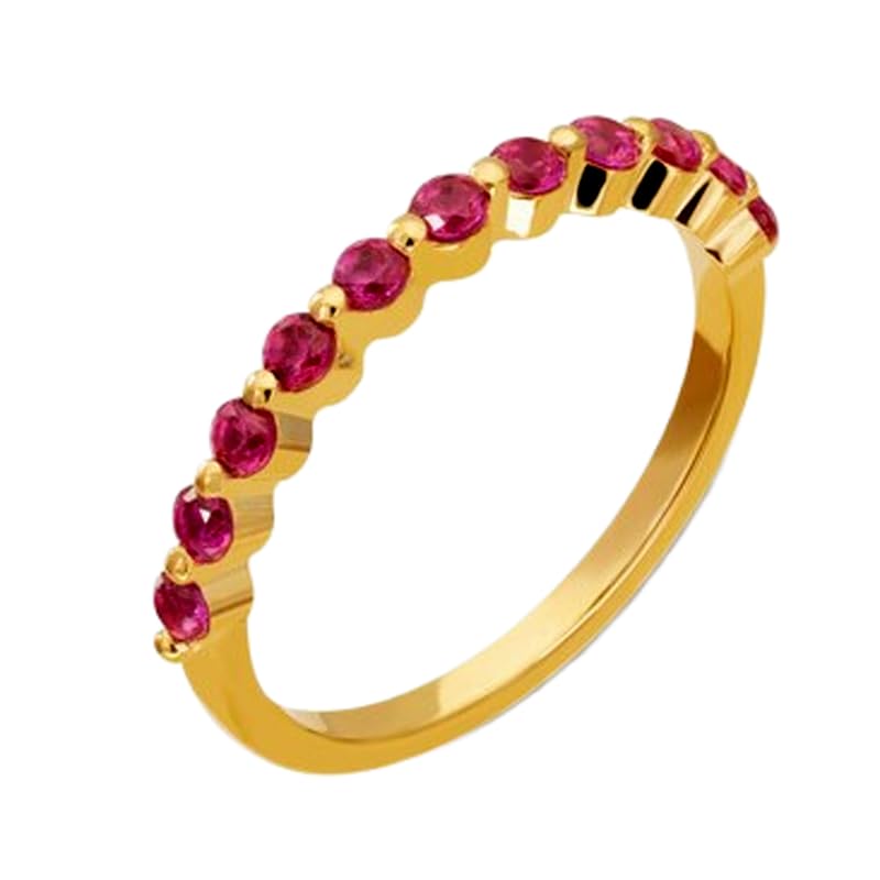 Demi-alliance rubis bague argent plaqué or anti-oxydation LK_DHR_0020