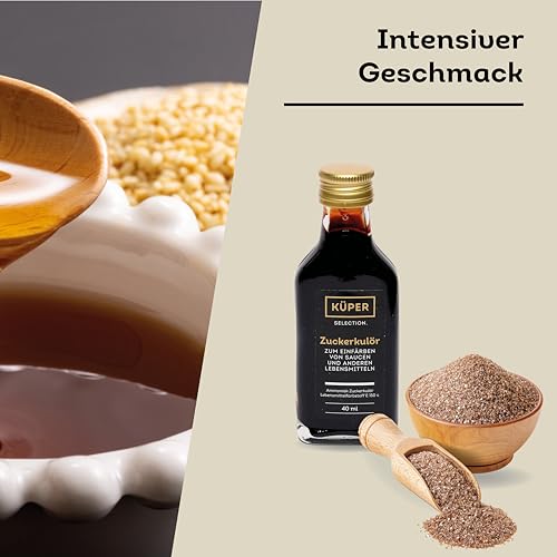 Küper Gourmet Zuckerkulör – 40 ml - flüssige Lebensmittelfarbe braun - Zuckercouleur für Soßen, Dressings oder süße Saucen – dunkler Zucker Couleur