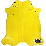 Color-Dyed Cowhide Rug Collection - Natural Cowhide Rugs for Living Room & Bedroom - Colorful & Modern Accent Rugs - Genuine Leather & Fur Cow Hide Rug - Bright Gold