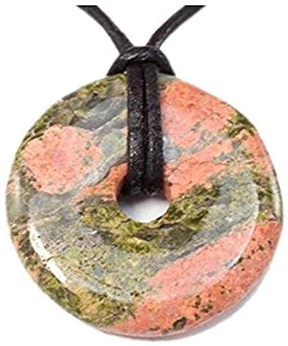 Pendentif En Unakite (pierre Naturelle) Forme Donut Pi Chinois - Diamètre 4 Cm - Neuf Avec étiquettes