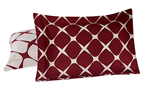 Elegant Comfort 1500 Thread Count 3-Piece Milano Trellis Pattern Printed Reversible Duvet Cover Set With Shams, King/California King, Burgundy - 2 Tone #TOP2