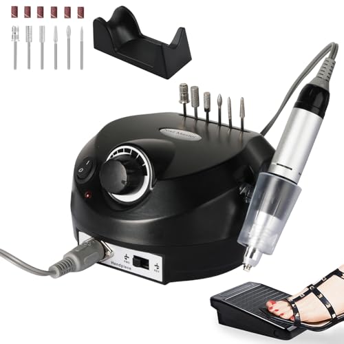 Professional Nail Drill with Pedal Black Nail Drill Set 30000