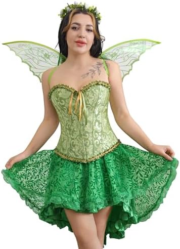 frawirshau Corsets for Women Plus Size Black Corset Sexy Bustier Corset Top Lingerie, Green, X-Large — view 6
