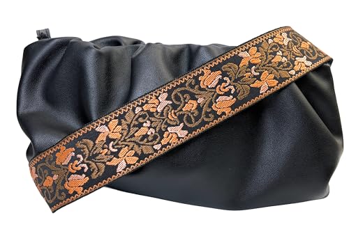 Image of Purse Strap Replacement for Crossbody Bags & Handbags | Premium Webbing with Light Gold Hardware Clip-On Installation Adjustable Length Comfortable Wide Guitar Style Strap