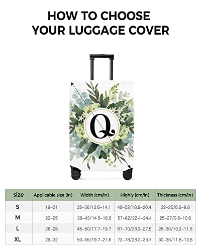 Travel Luggage Cover Large Suitcase Cover Fit for 26-28 Inch Luggage Luggage Protector Suitcase Cover Scratchproof Letter Q, Watercolor Farmhouse Eucalyptus Wreath Luggage Cover Protector for Suitcase3