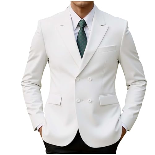 Cambkatl Men's Double Breasted Wedding Blazers Slim Fit Formal Tuxedo Suit Jackets Casual Sports Coat for Dinner Party