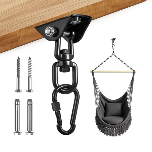 YOSE Hammock Hanging kit,360°Rotating 1200 lb Capacity Heavy Duty,Hanger & Swing Hook Snap for Concrete Wood,Hammock,Veranda Seat,Chair,Swing Sets,Yoga and Gym(Without Chain )