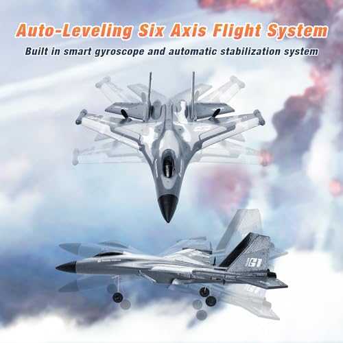 AIGIMU 3CH RC Airplane, RC Plane with Night Light, 2.4GHz F-22 Remote Control Airplane with 6-axis Gyro Stabilizer Easy to Fly Fighter Aircraft for Adults Kids Beginners Boys