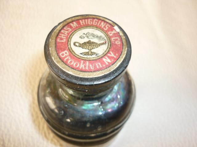美品1950年代米国製◆HIGGINS（ヒギンズ）ラベル・コルクふた付きインク瓶 Amazon.co.jp: □ 1950年代 米国製HIGGINS（ヒギンズ） HIGGINS