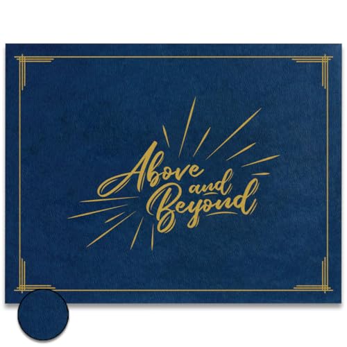 PaperDirect Above and Beyond Certificate Jackets, 9 Inches x 12 Inches Folded, Blue with Gold Foil, Certificate Cover for School, Work, Diplomas, Graduation & Awards, Certificate Holder, 50 Count