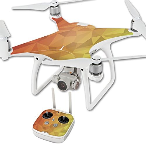 mightyskins  Skin de vinilo para DJI Phantom 4 Quadcopter Drone Wrap calcomanía decorativo para tapa Skins Rojo y Naranja Polygon