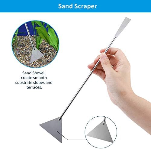PETTOM Aquascaping Tool Set - Aquatic Plant Tweezer Scissor Substrate Spatula Aquarium Scraper 5 in 1 Stainless Steel Fish Tank Starter Kit & Aquarium Tank Plant Kit