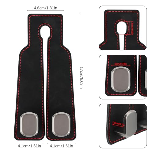 2 Stück Auto Lagerung Haken, Doppelhaken für Autositzrückseite, Auto Kopfstützen Haken, Rücksitz Kopfstütze Haken Aufbewahrungshaken, Leder Autositz Haken für Autositz Handtaschenhalter Taschenhaken