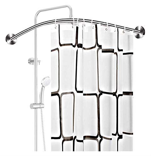 Tringle à rideau de douche en forme de L incurvée : tige de tension extensible en inox