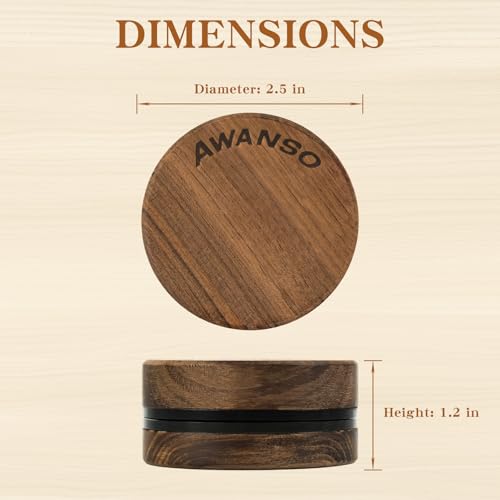 AWANSO 2-Piece Grinder, 2.5" Walnut Wood and Aluminum Grinder for Kitchen - Image 7