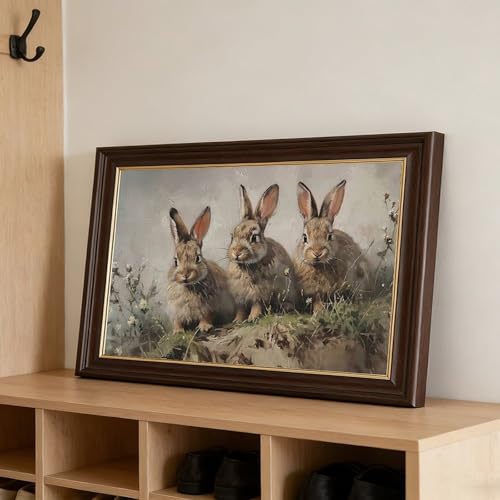 Impression sur toile lapin de Pâques rétro déco 20x30 cm - 3