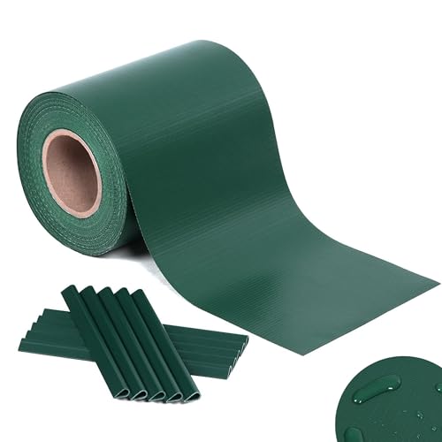 Frangivista Recinzione in PVC, Telo Oscurante per Balcone 19cm x 35m, Strisce Protezione della Privacy per Giardino Incluse 25 clip di fissaggio (VERDE)