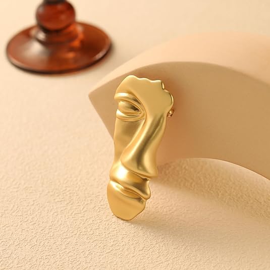 Image of 2Pcs Vintage Mask Brooch Minimalist Metal Figure Face Pin for Women Men